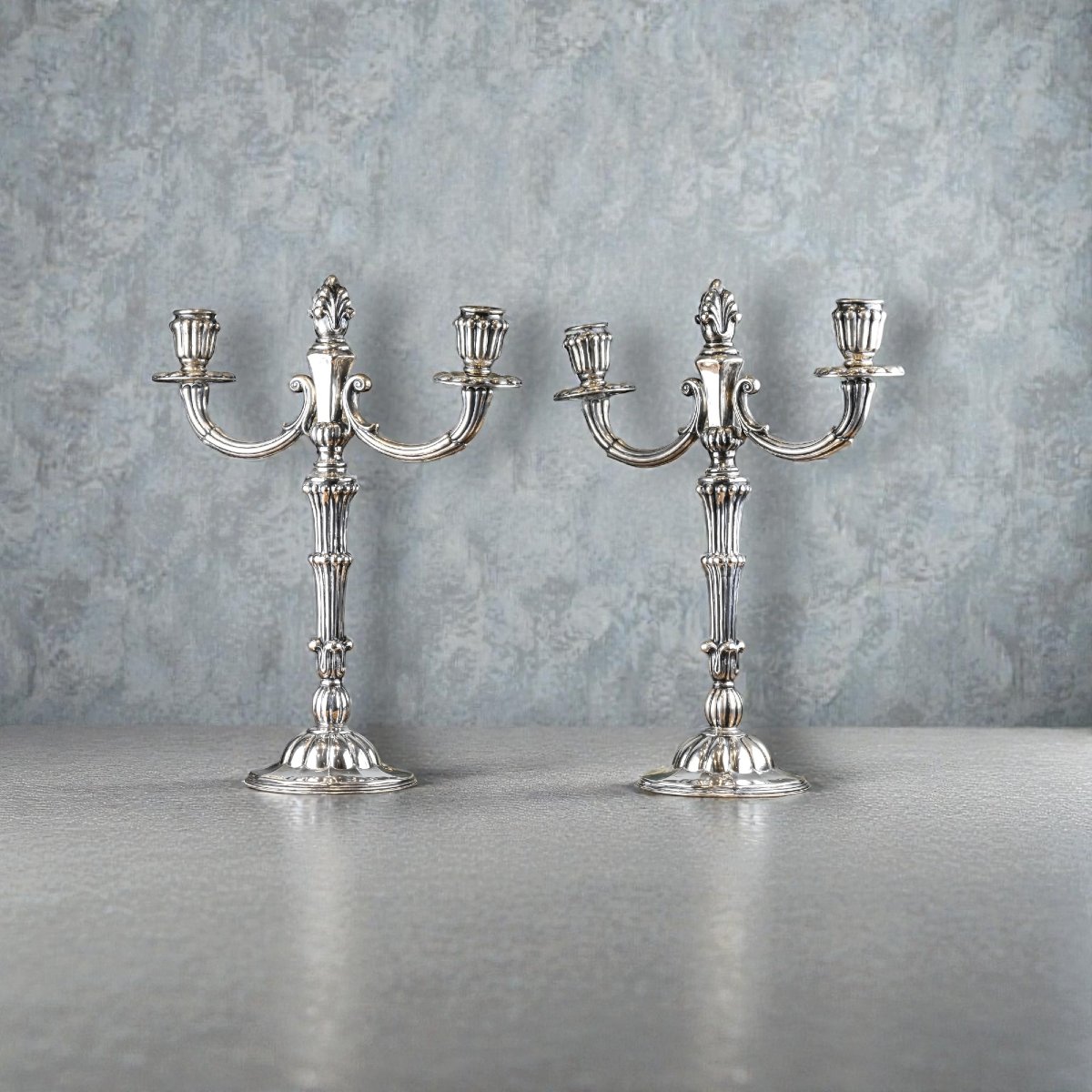 Coppia di Candelabri In Argento - Italia Anni 30-photo-4